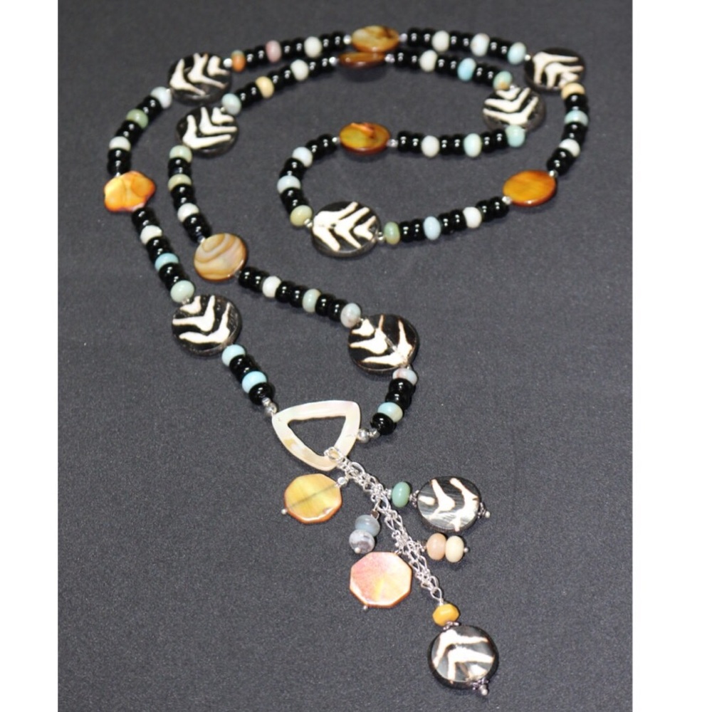 Semi Precious Stone - Necklace - Bone,Jade,Onyx,